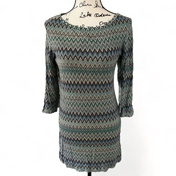 Esmara Women’s Chevron Teal Tunic 3/4 Sleeve Size M - See Description! - Picture 1 of 12